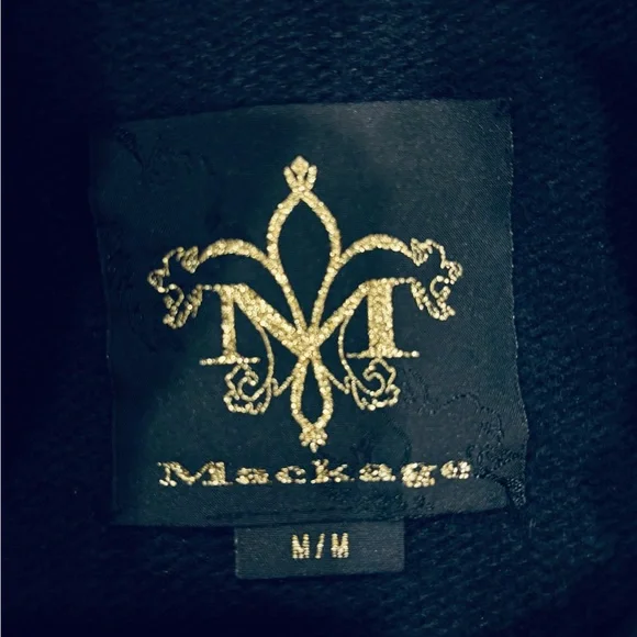 Mackage Wool Cowl Neck Cable Knit Leather Black Sweater Size Medium - Picture 5 of 7